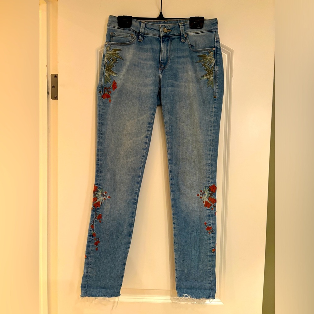 Mavi Adriana Super Skinny Embroidered Ankle Jeans